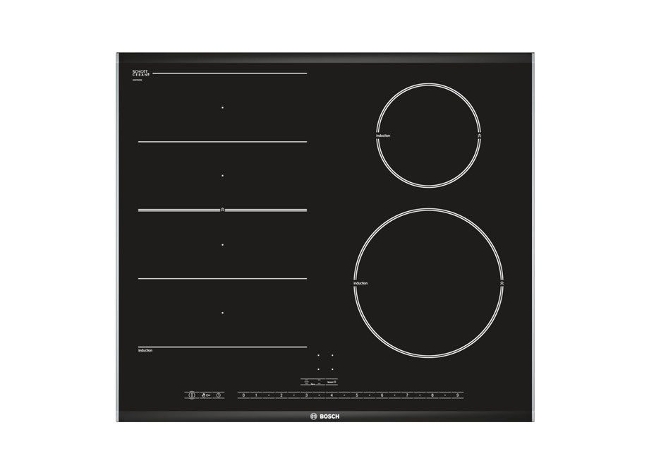 Bosch Series 8 Induction Hob Black Glass With Stainless Steel Trim