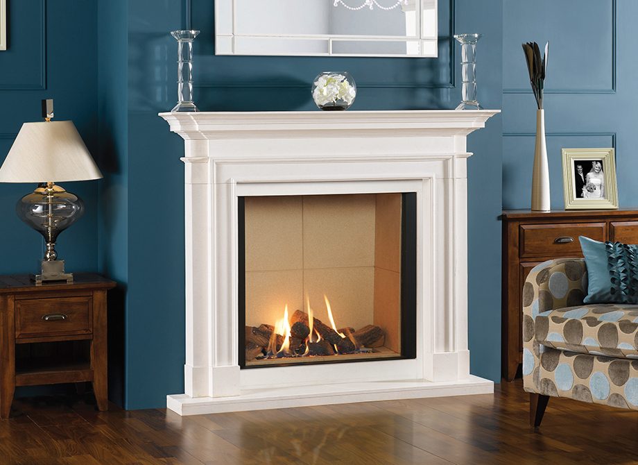 Stovax Sandringham Stone Mantel With Gazco Riva2 800